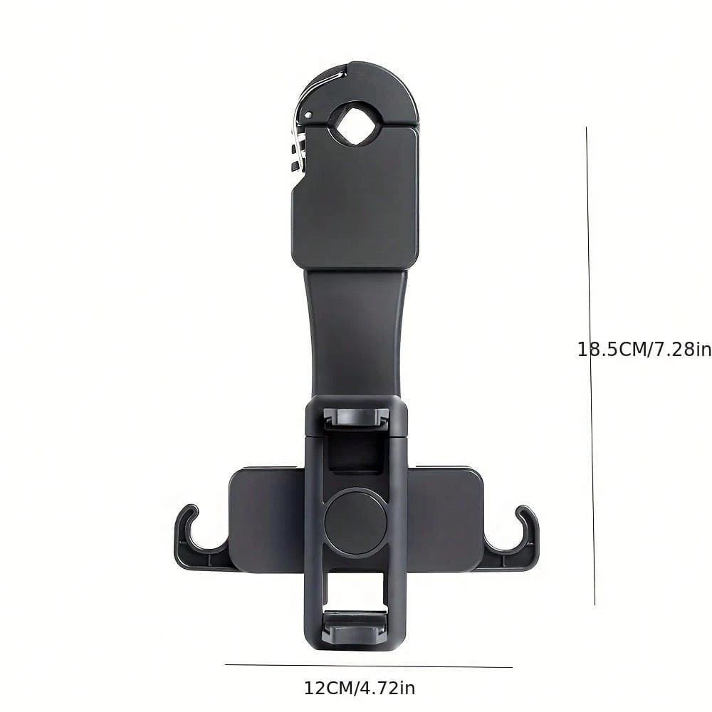 1pc Rear Seat Headrest Phone Holder, 360° Rotatable Adjustable Multi-Function Hanger Hook Type Phone Mount, Suitable For Car Travel, Home Car Accessories