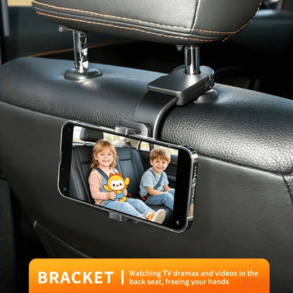 1pc Rear Seat Headrest Phone Holder, 360° Rotatable Adjustable Multi-Function Hanger Hook Type Phone Mount, Suitable For Car Travel, Home Car Accessories