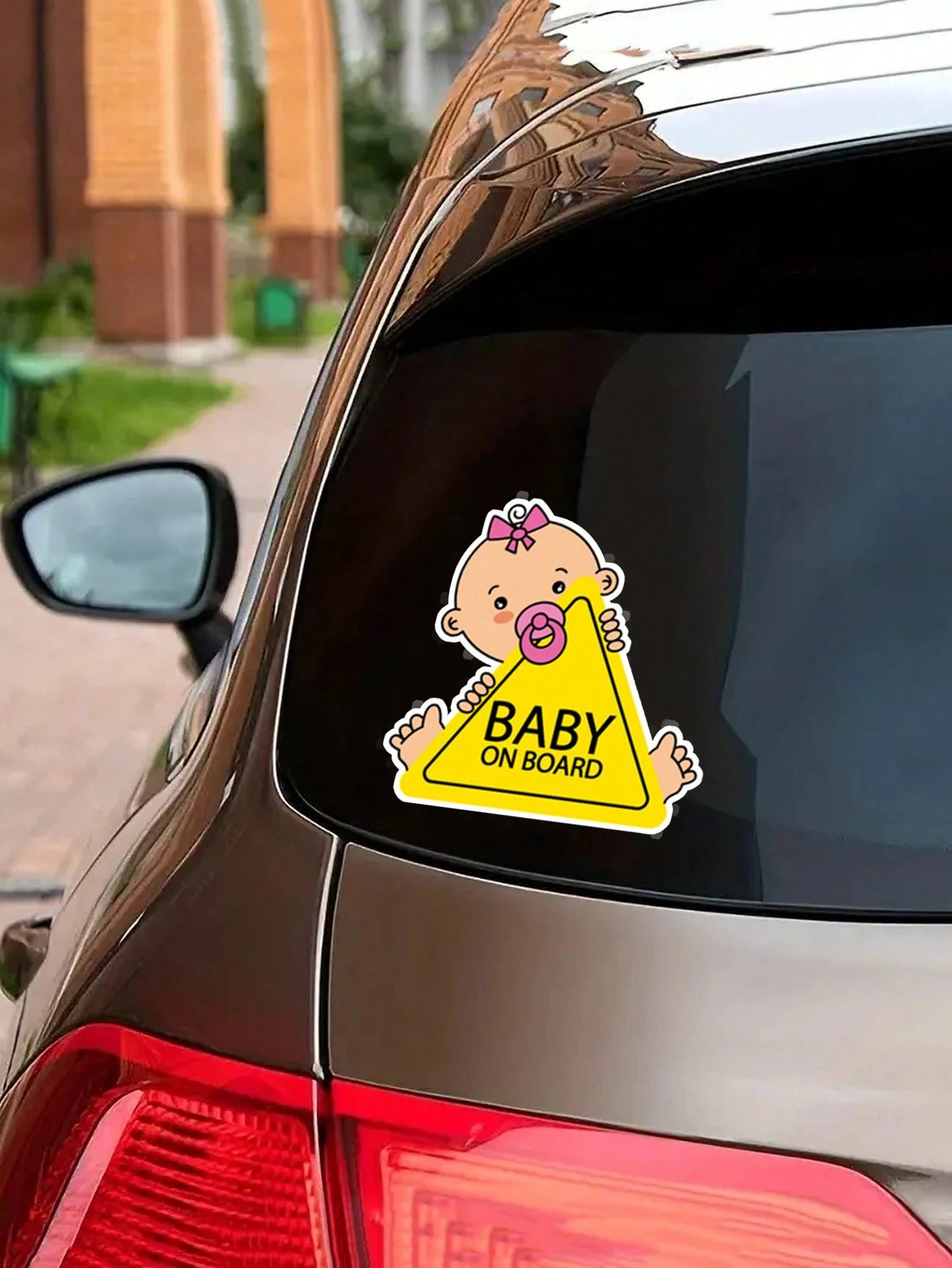 1pc Reflective Baby On Board Sticker With English Warning Message For Inner Car Window