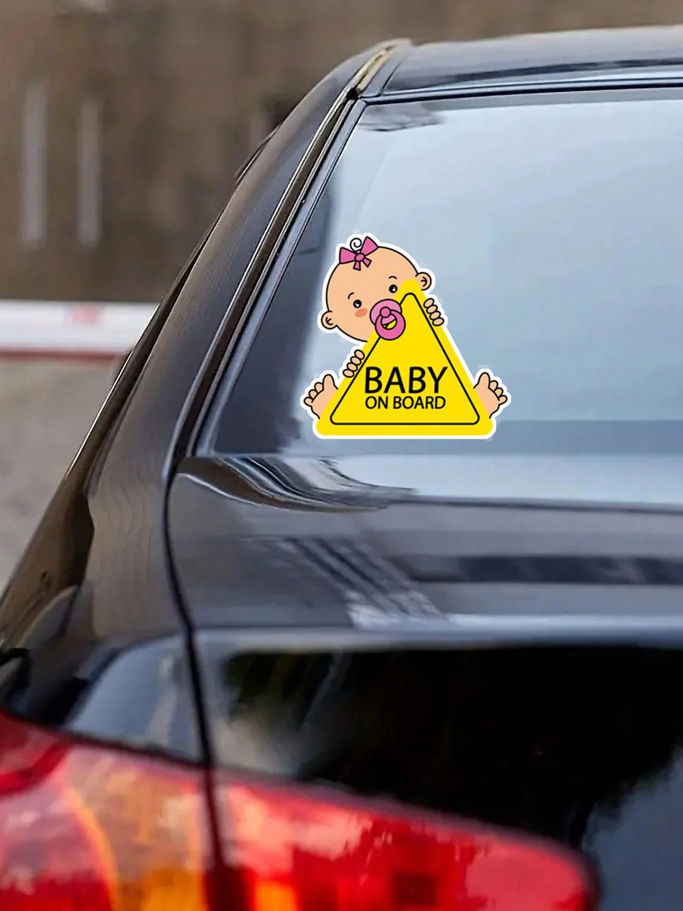 1pc Reflective Baby On Board Sticker With English Warning Message For Inner Car Window