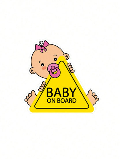 1pc Reflective Baby On Board Sticker With English Warning Message For Inner Car Window