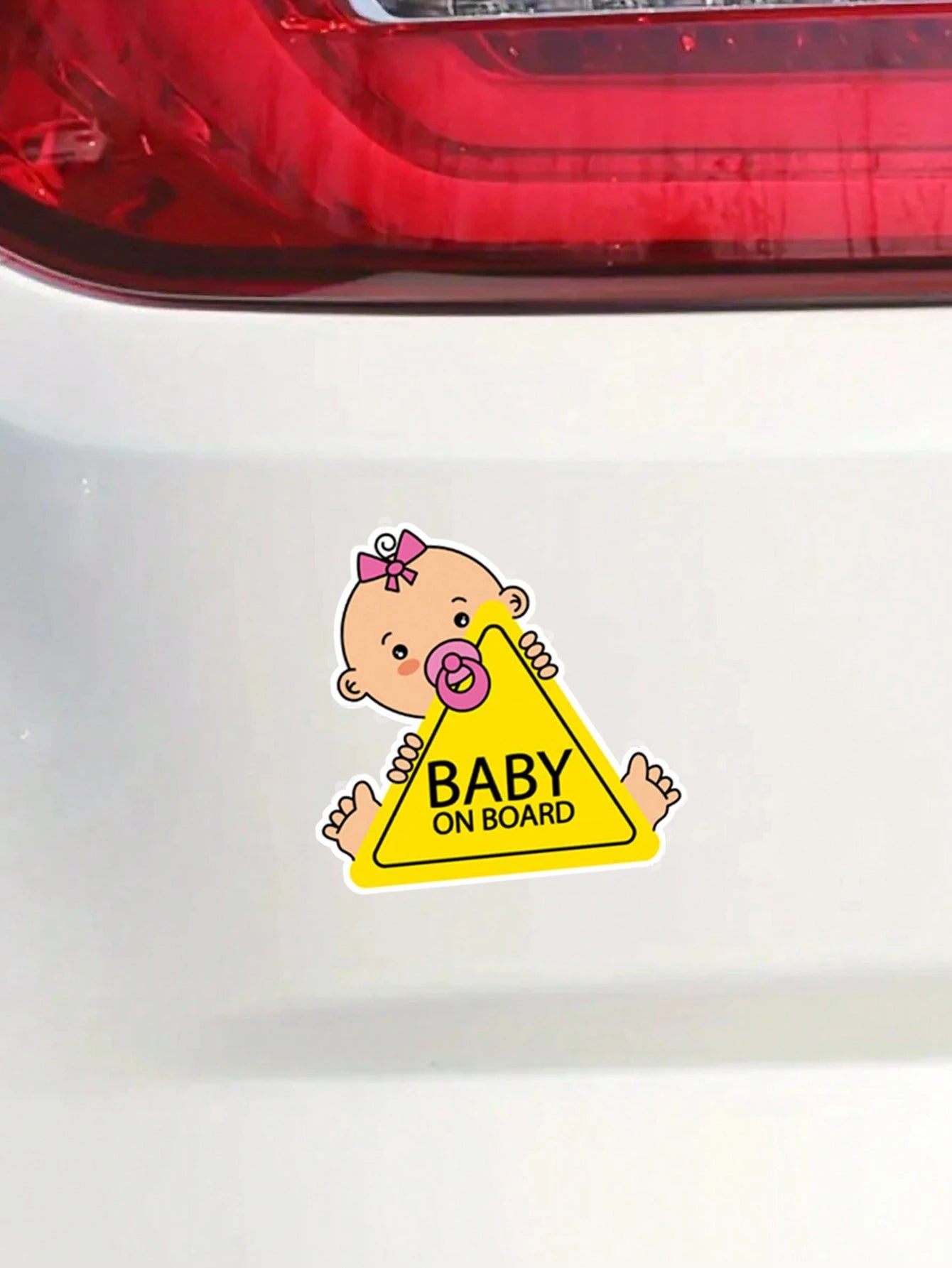 1pc Reflective Baby On Board Sticker With English Warning Message For Inner Car Window
