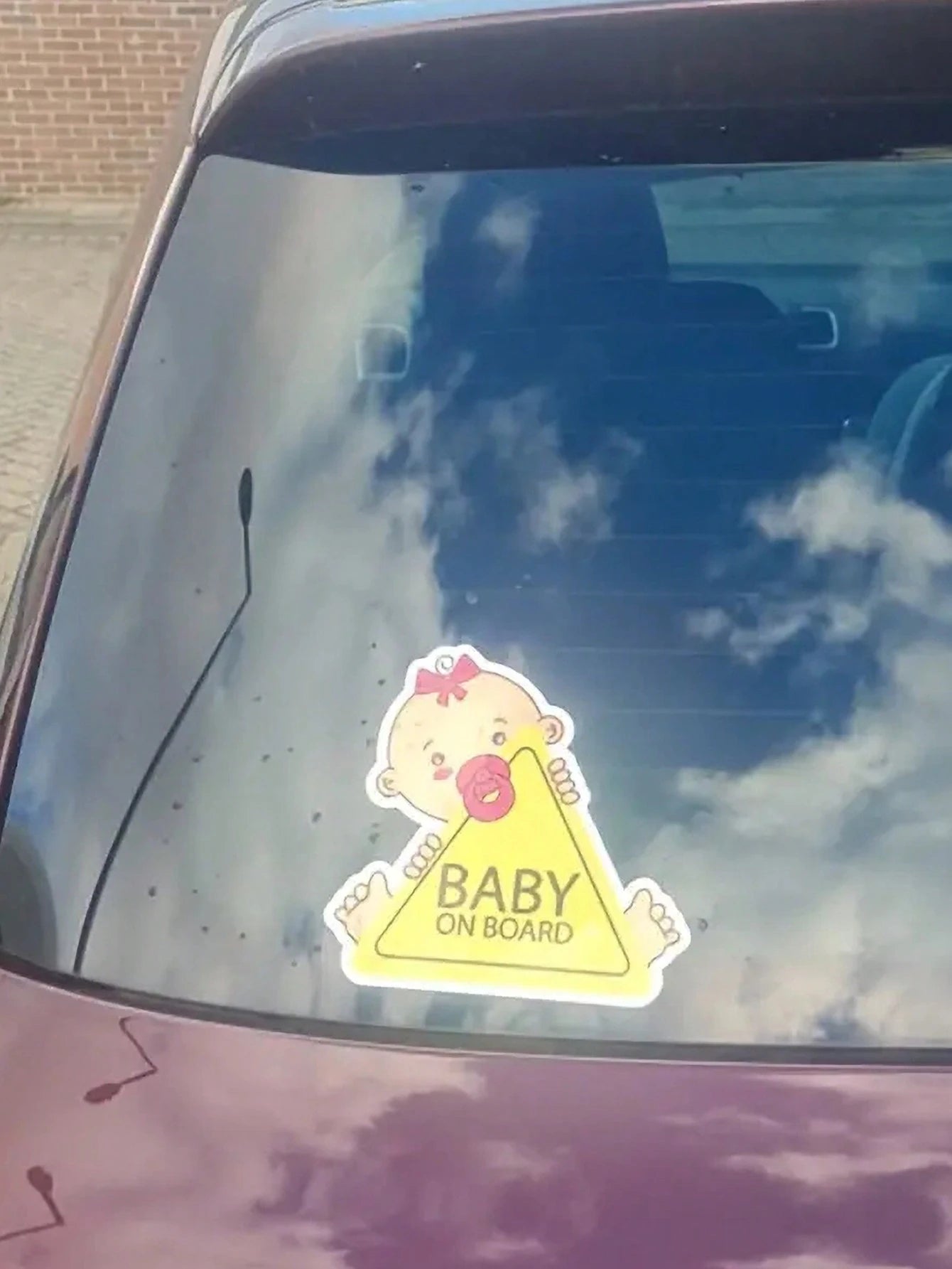 1pc Reflective Baby On Board Sticker With English Warning Message For Inner Car Window