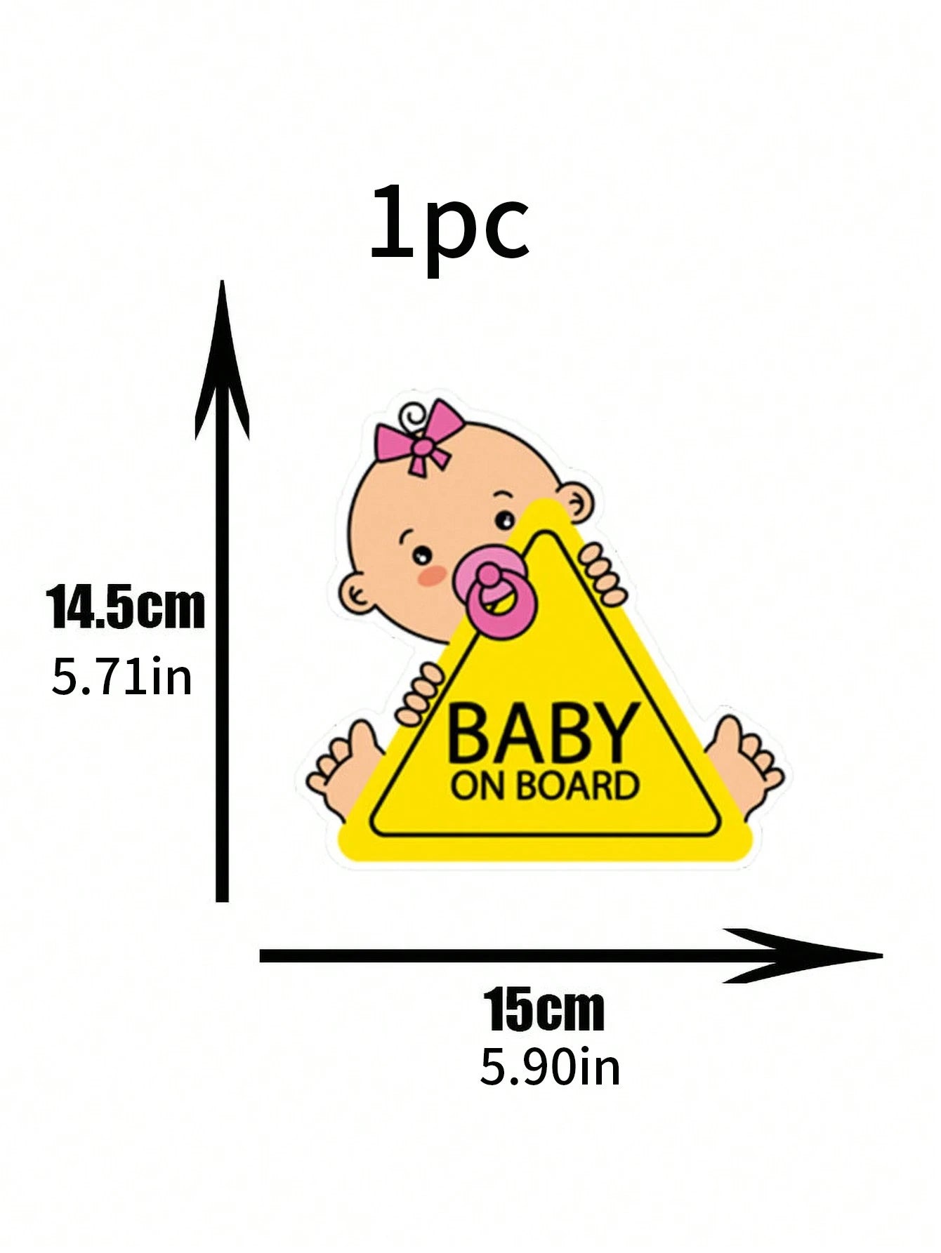 1pc Reflective Baby On Board Sticker With English Warning Message For Inner Car Window