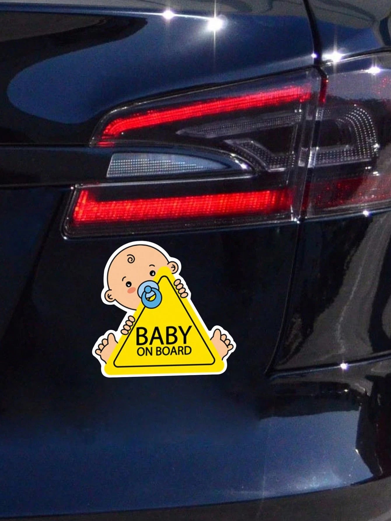 1pc Reflective Baby On Board Sticker With English Warning Message For Inner Car Window
