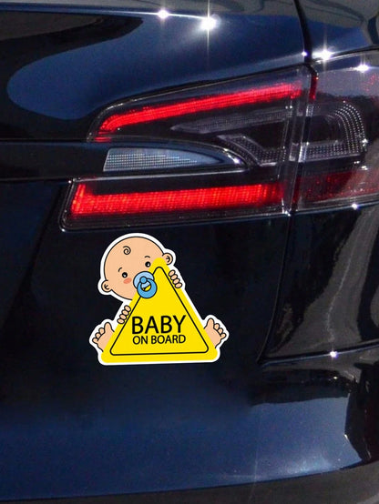 1pc Reflective Baby On Board Sticker With English Warning Message For Inner Car Window