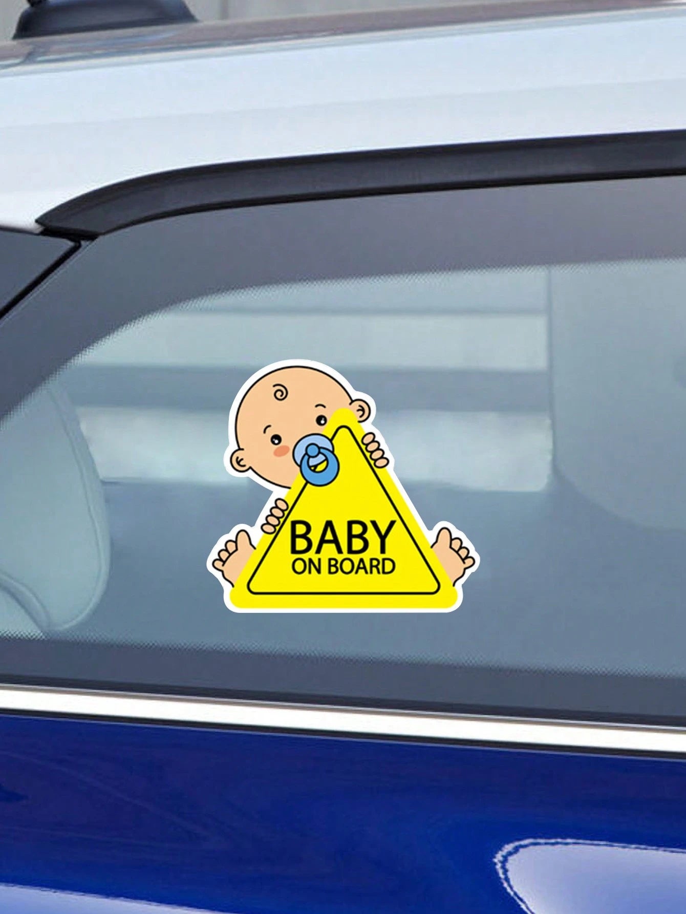 1pc Reflective Baby On Board Sticker With English Warning Message For Inner Car Window