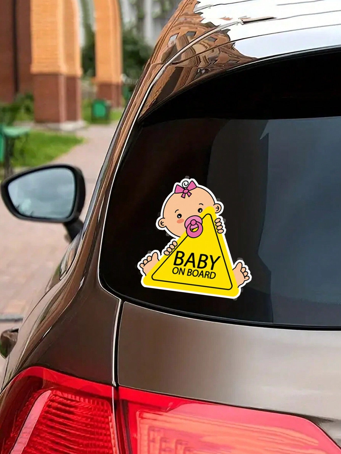 1pc Reflective Baby On Board Sticker With English Warning Message For Inner Car Window