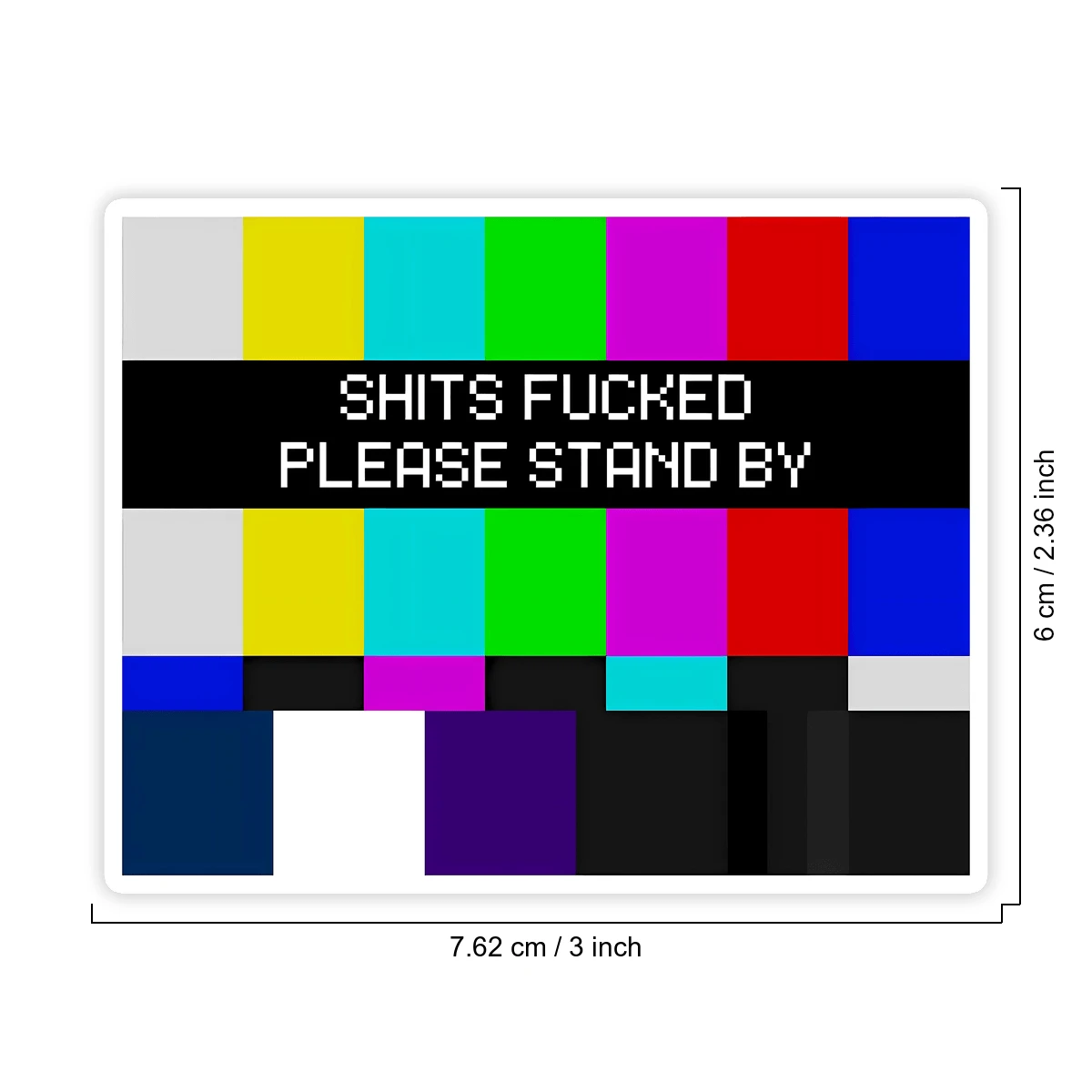 1PC Retro TV Test Screen Vinyl Sticker, Waterproof Color Bar Decal With Pixel Please Stand By Style For Laptop, Water Bottle, Notebook, Journal, Phone Case, Luggage Decor