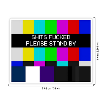 1PC Retro TV Test Screen Vinyl Sticker, Waterproof Color Bar Decal With Pixel Please Stand By Style For Laptop, Water Bottle, Notebook, Journal, Phone Case, Luggage Decor