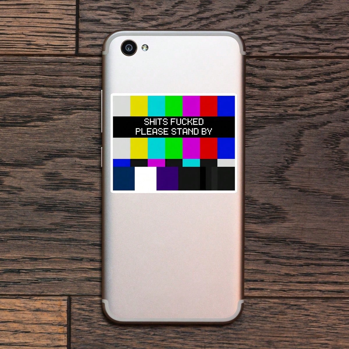 1PC Retro TV Test Screen Vinyl Sticker, Waterproof Color Bar Decal With Pixel Please Stand By Style For Laptop, Water Bottle, Notebook, Journal, Phone Case, Luggage Decor
