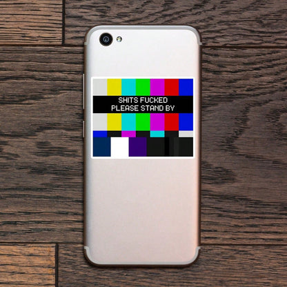1PC Retro TV Test Screen Vinyl Sticker, Waterproof Color Bar Decal With Pixel Please Stand By Style For Laptop, Water Bottle, Notebook, Journal, Phone Case, Luggage Decor