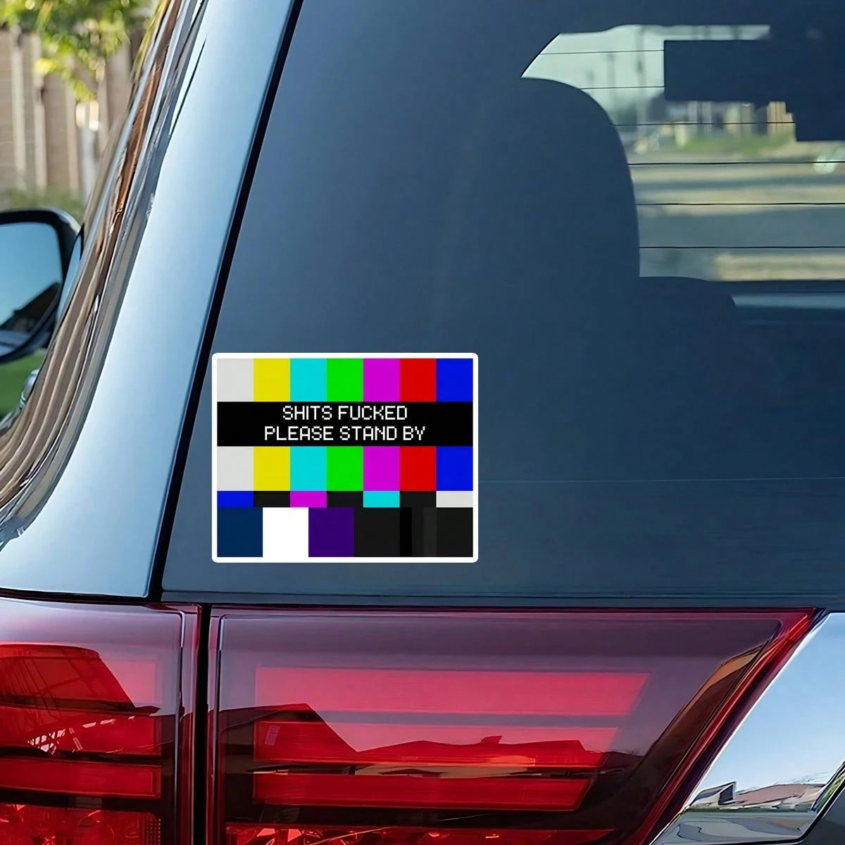 1PC Retro TV Test Screen Vinyl Sticker, Waterproof Color Bar Decal With Pixel Please Stand By Style For Laptop, Water Bottle, Notebook, Journal, Phone Case, Luggage Decor