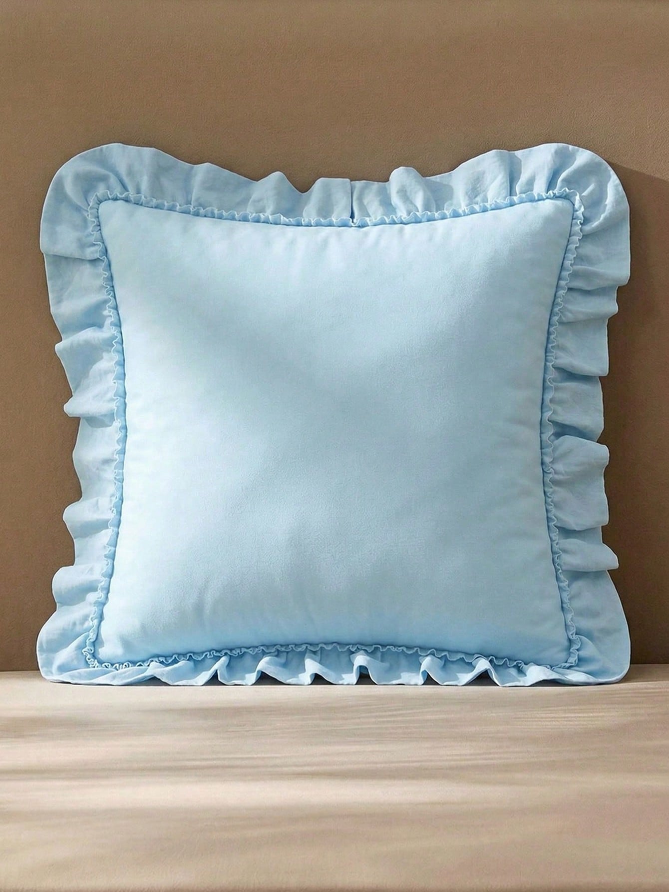 1pc Romantic French Ruffled Quilted Envelope Pillow Cover (Filling Not Included), Fashionable & Romantic Bedroom/Dorm/Sofa Decorative Cushion Cover, Couple/Friend Gift, Machine Washable, Oeko-Tex Cert
