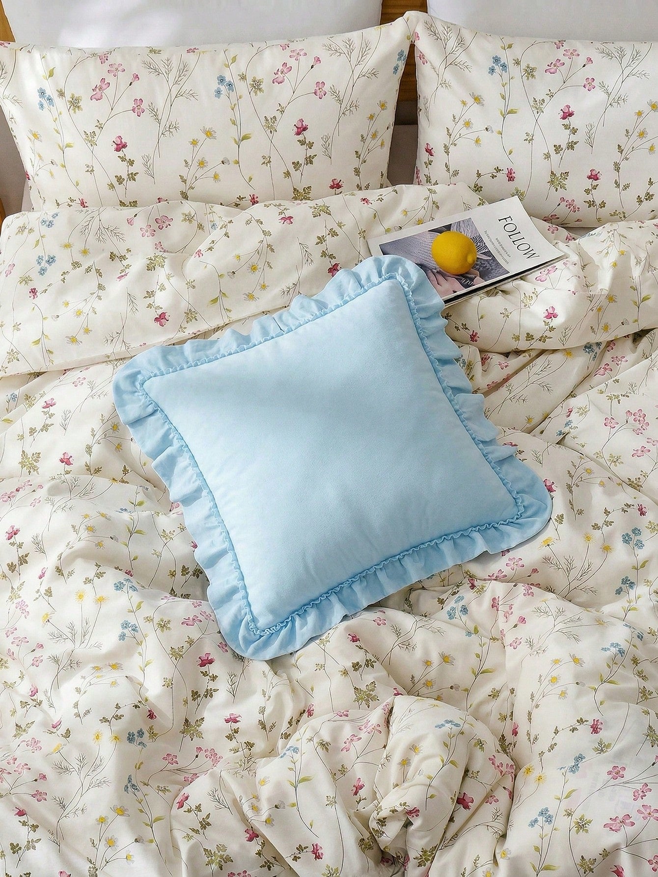 1pc Romantic French Ruffled Quilted Envelope Pillow Cover (Filling Not Included), Fashionable & Romantic Bedroom/Dorm/Sofa Decorative Cushion Cover, Couple/Friend Gift, Machine Washable, Oeko-Tex Cert