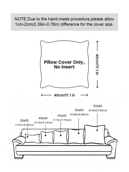 1pc Romantic French Ruffled Quilted Envelope Pillow Cover (Filling Not Included), Fashionable & Romantic Bedroom/Dorm/Sofa Decorative Cushion Cover, Couple/Friend Gift, Machine Washable, Oeko-Tex Cert