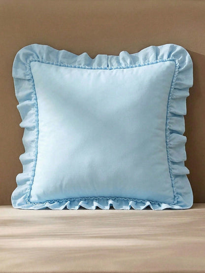 1pc Romantic French Ruffled Quilted Envelope Pillow Cover (Filling Not Included), Fashionable & Romantic Bedroom/Dorm/Sofa Decorative Cushion Cover, Couple/Friend Gift, Machine Washable, Oeko-Tex Cert