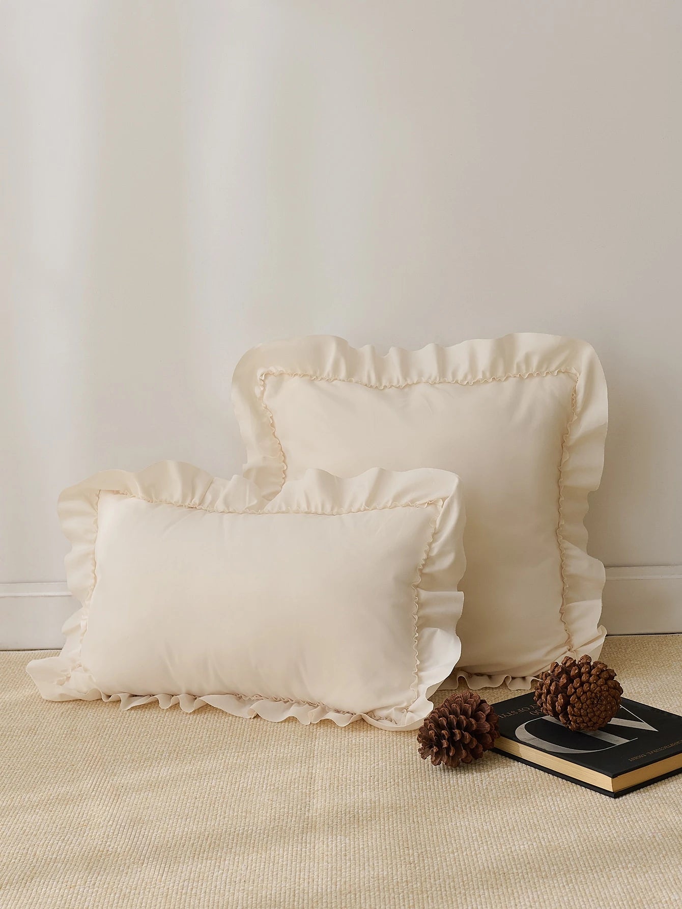 1pc Romantic French Style Ruffled Quilted Envelope Without Filler, Chic Romantic Decorative Throw Pillowcase For Bedroom/Dorm/Sofa/Couch, Gift For Lover, Friend. Machine Washable. Oeko-Tex Certified.