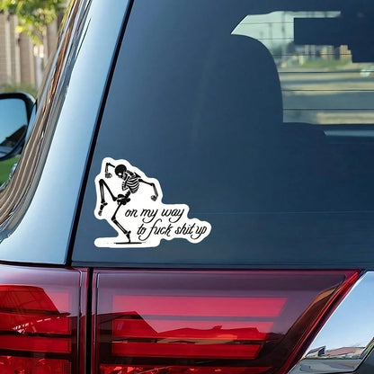 1PC Sarcastic Skeleton Sassy Sticker, Funny Halloween Vibe Quote Vinyl Decal For Laptop Water Bottle Notebook, Waterproof Spooky Aesthetic Decal Sticker, Stationery Scrapbook Accessories Gift For Frie