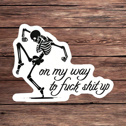 1PC Sarcastic Skeleton Sassy Sticker, Funny Halloween Vibe Quote Vinyl Decal For Laptop Water Bottle Notebook, Waterproof Spooky Aesthetic Decal Sticker, Stationery Scrapbook Accessories Gift For Frie