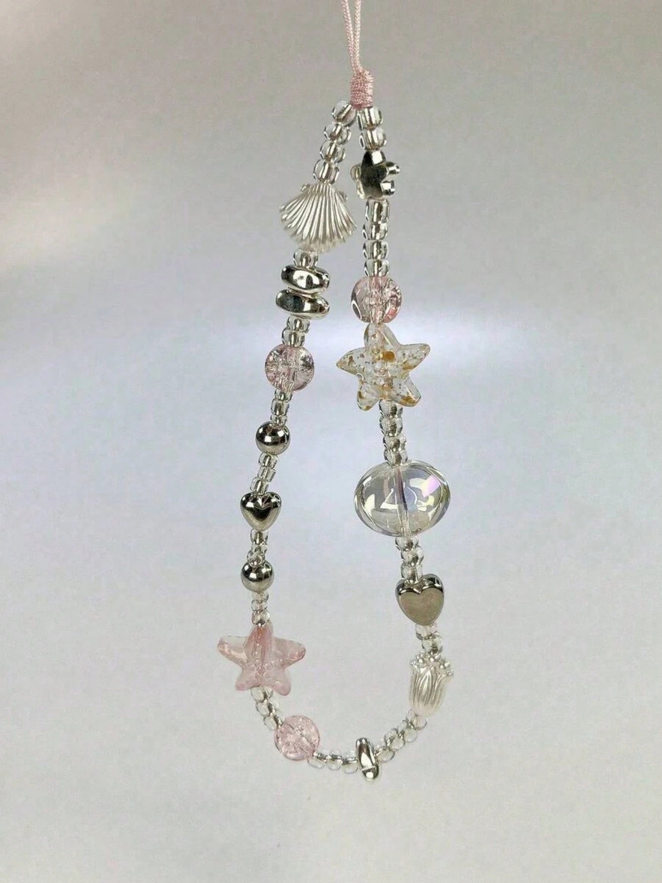 1pc Sea Salt Blue Beach Style Phone Lanyard, Starfish & Shell Ceramic Beaded Phone Chain, Ins Vacation Anti-Loss Phone Strap, Holiday Gift (Actual Size May Vary Slightly From Photo Due To Shooting Ang