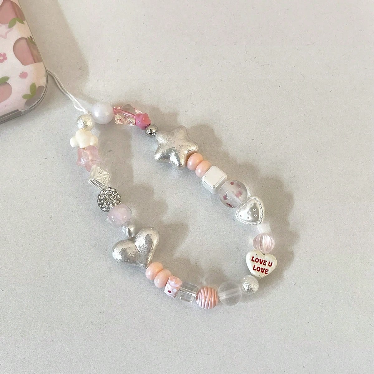 1pc Sea Salt Star Shell Handmade DIY Beaded CCD Camera Lanyard, Fresh Camera Charm With Star, Heart And Round Beads, Phone Chain Strap, CCD Camera Pendant Chain, Versatile Phone Lanyard For Girls