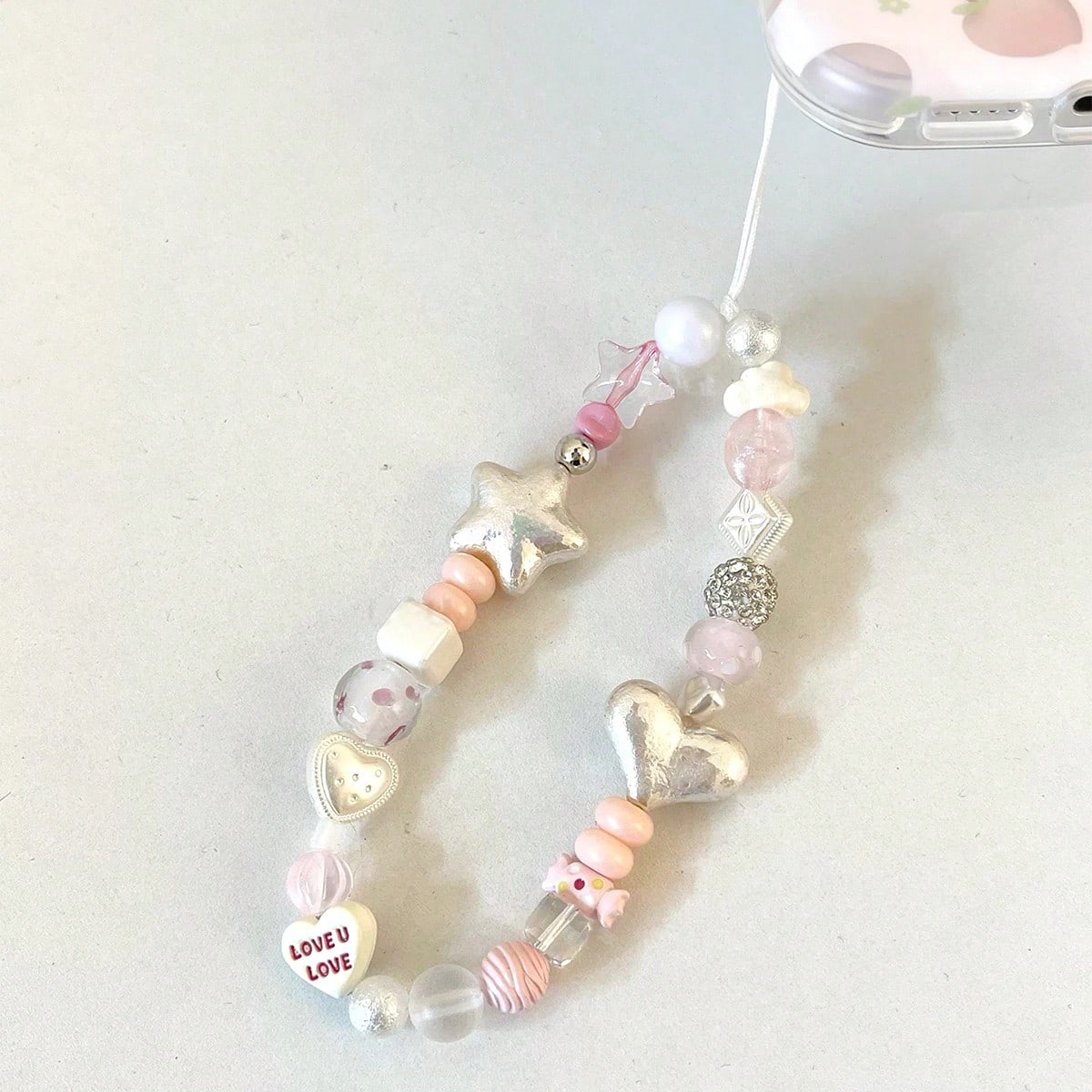 1pc Sea Salt Star Shell Handmade DIY Beaded CCD Camera Lanyard, Fresh Camera Charm With Star, Heart And Round Beads, Phone Chain Strap, CCD Camera Pendant Chain, Versatile Phone Lanyard For Girls