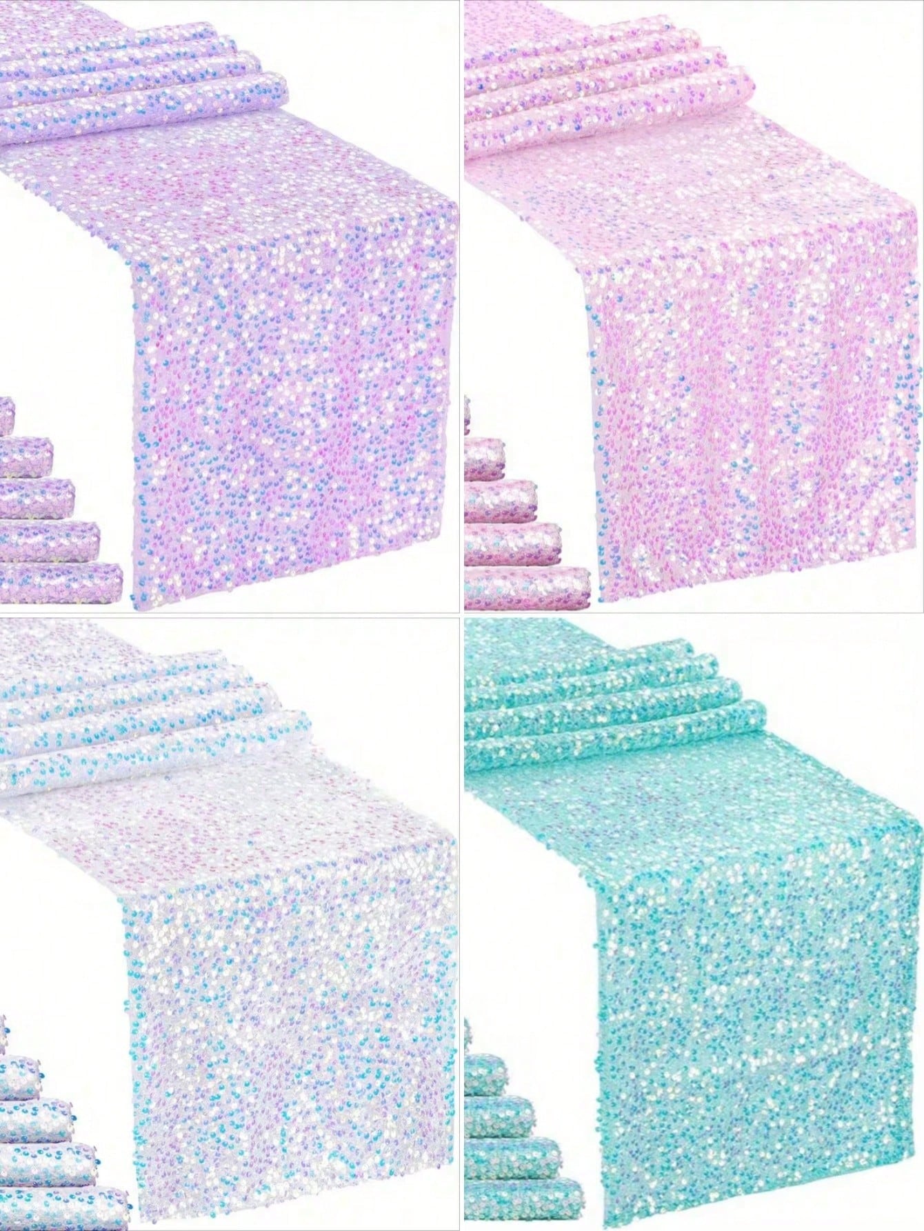 1pc Sequin Table Runner In Pink/Purple/Light Blue/White, Suitable For Baby Shower Party Tablecloth, Rectangular Shiny Sequin Table Decor For Baby Boy Or Girl Birthday Party, Nursery Decor, Baby Shower