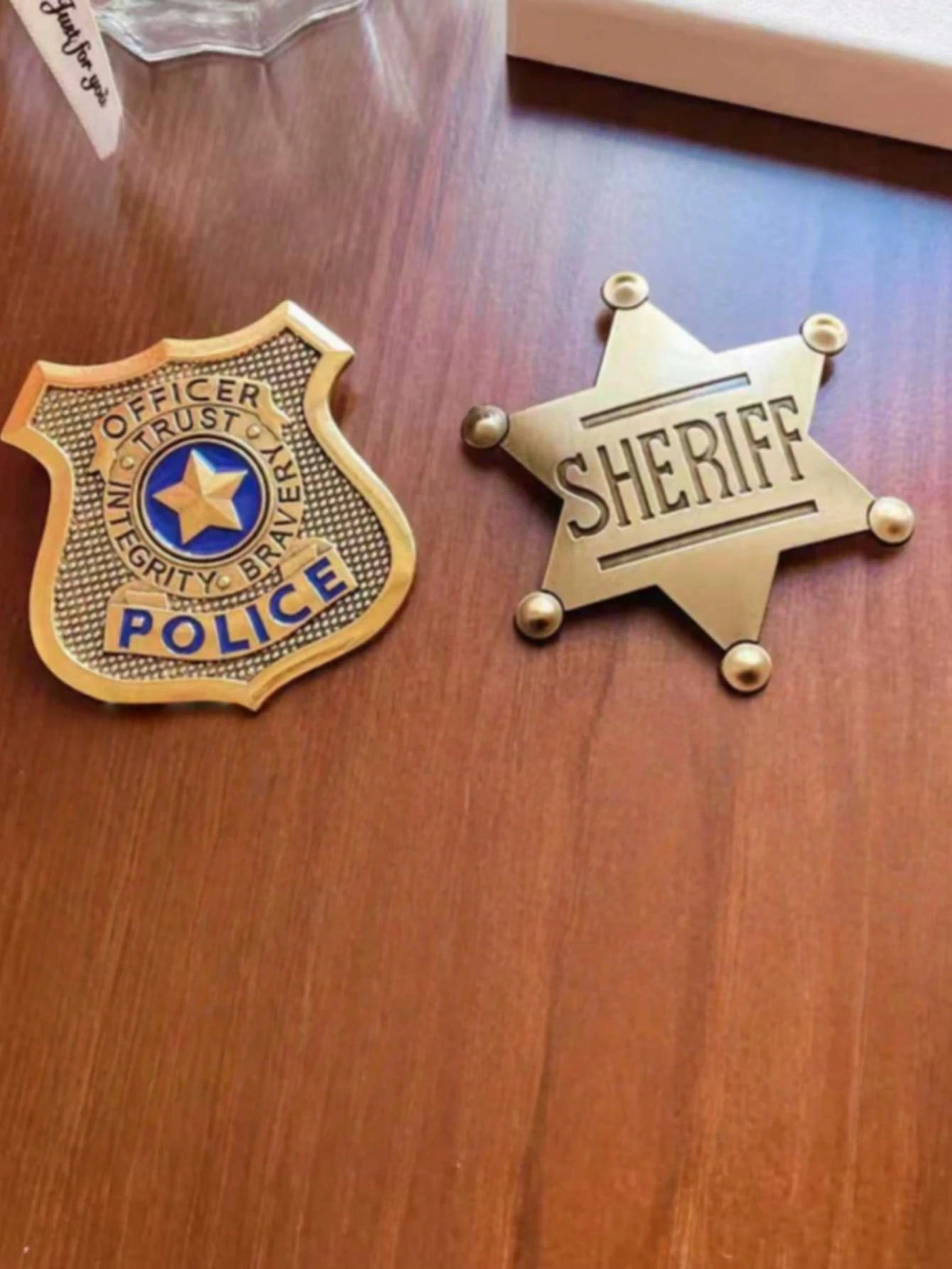 1pc/Sheriff Badge, Girls And Adults Metal Sheriff Badge, Western Police Vest Badge, Deputy Sheriff Badge, Cowboy Party Decoration Badge, Metal