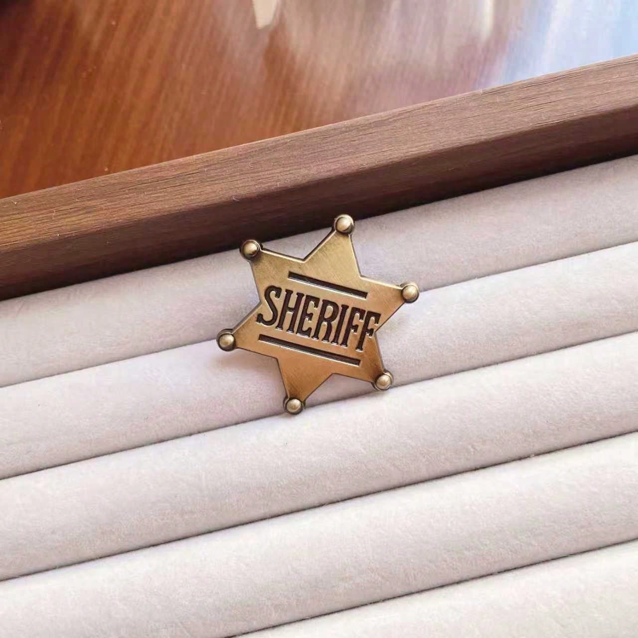 1pc/Sheriff Badge, Girls And Adults Metal Sheriff Badge, Western Police Vest Badge, Deputy Sheriff Badge, Cowboy Party Decoration Badge, Metal