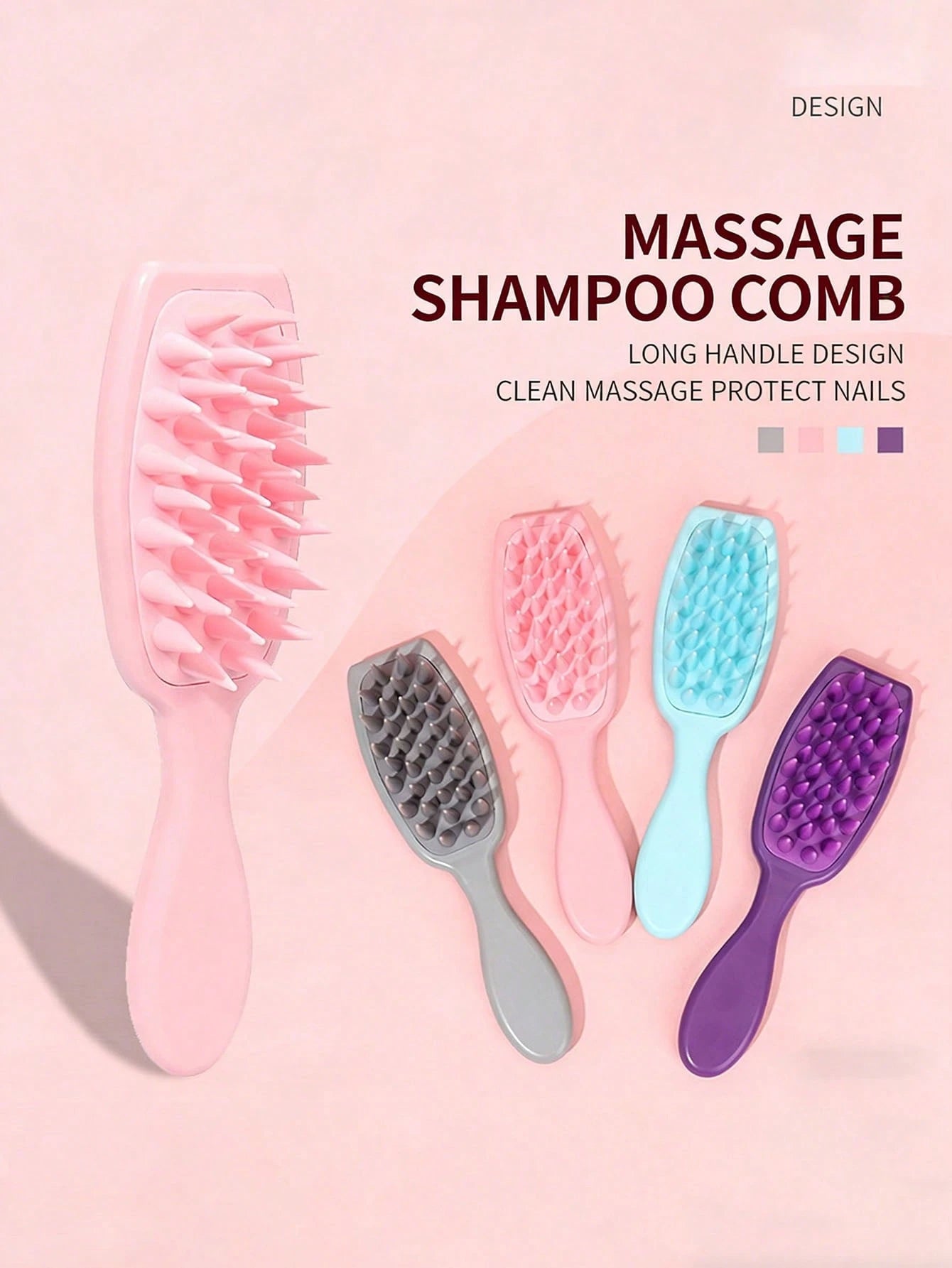 1pc Silicone Scalp Massager Brush With Long Handle, Gentle Exfoliation To Promote Hair Growth And Improve Blood Circulation, Ergonomic Design For Easy Grip And Deep Cleansing, Suitable For Wet Or Dry