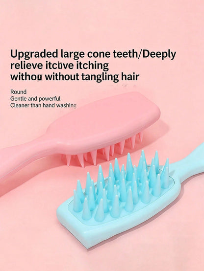 1pc Silicone Scalp Massager Brush With Long Handle, Gentle Exfoliation To Promote Hair Growth And Improve Blood Circulation, Ergonomic Design For Easy Grip And Deep Cleansing, Suitable For Wet Or Dry