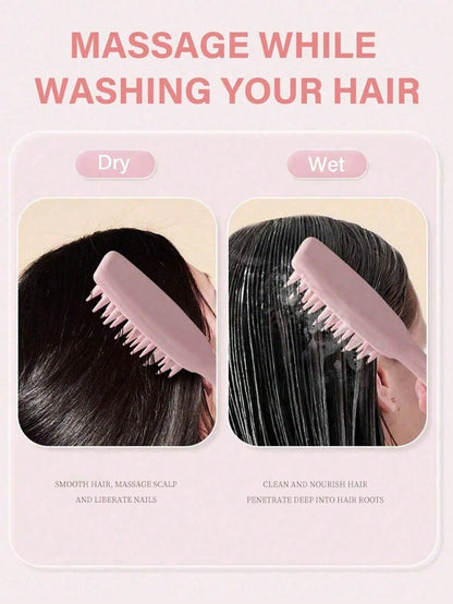 1pc Silicone Scalp Massager Brush With Long Handle, Gentle Exfoliation To Promote Hair Growth And Improve Blood Circulation, Ergonomic Design For Easy Grip And Deep Cleansing, Suitable For Wet Or Dry