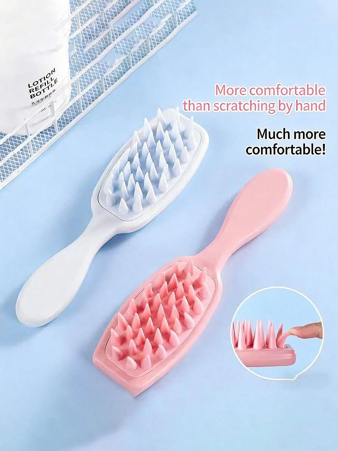 1pc Silicone Scalp Massager Brush With Long Handle, Gentle Exfoliation To Promote Hair Growth And Improve Blood Circulation, Ergonomic Design For Easy Grip And Deep Cleansing, Suitable For Wet Or Dry
