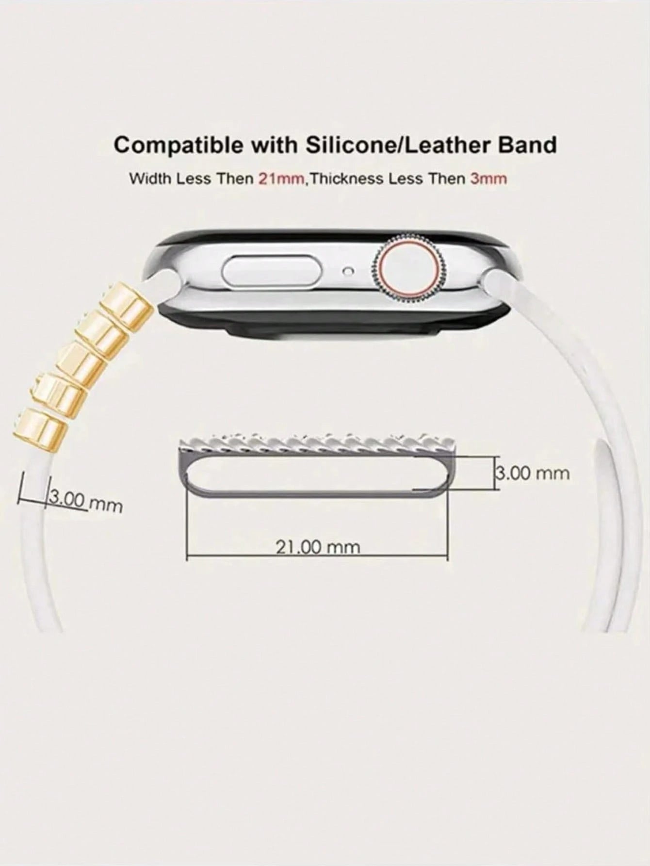 1pc Silicone Watch Band Decorative Charm With Letters & Rhinestone & Buckle & Nail Compatible With Apple Watchband Series Ultra/Se/8/7 (38mm/40mm/41mm/42mm)