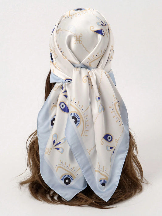 1pc Simple Print 90cm Square Scarf, New Spring Bandana Style Headwrap, Versatile Waistband, Accessory Sash For Women