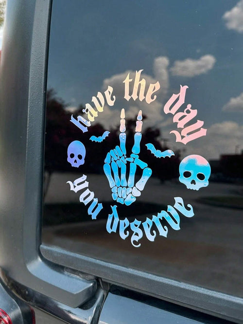 1pc Skeletal Wave Decal, Car Decal, Spooky Car Decals, Wave Decal, Skeleton Hand Decal, Bats Decal, For Girl