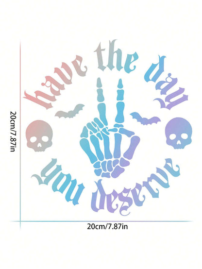 1pc Skeletal Wave Decal, Car Decal, Spooky Car Decals, Wave Decal, Skeleton Hand Decal, Bats Decal, For Girl