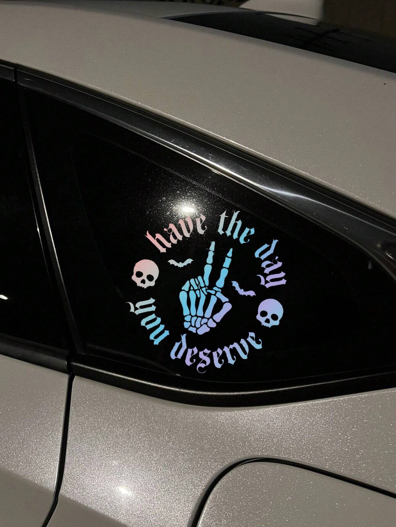 1pc Skeletal Wave Decal, Car Decal, Spooky Car Decals, Wave Decal, Skeleton Hand Decal, Bats Decal, For Girl