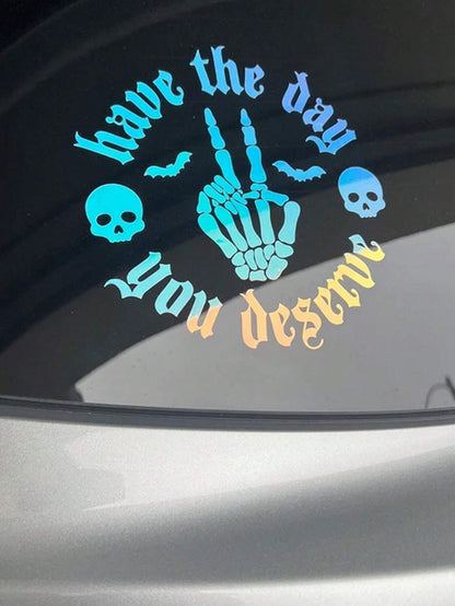 1pc Skeletal Wave Decal, Car Decal, Spooky Car Decals, Wave Decal, Skeleton Hand Decal, Bats Decal, For Girl