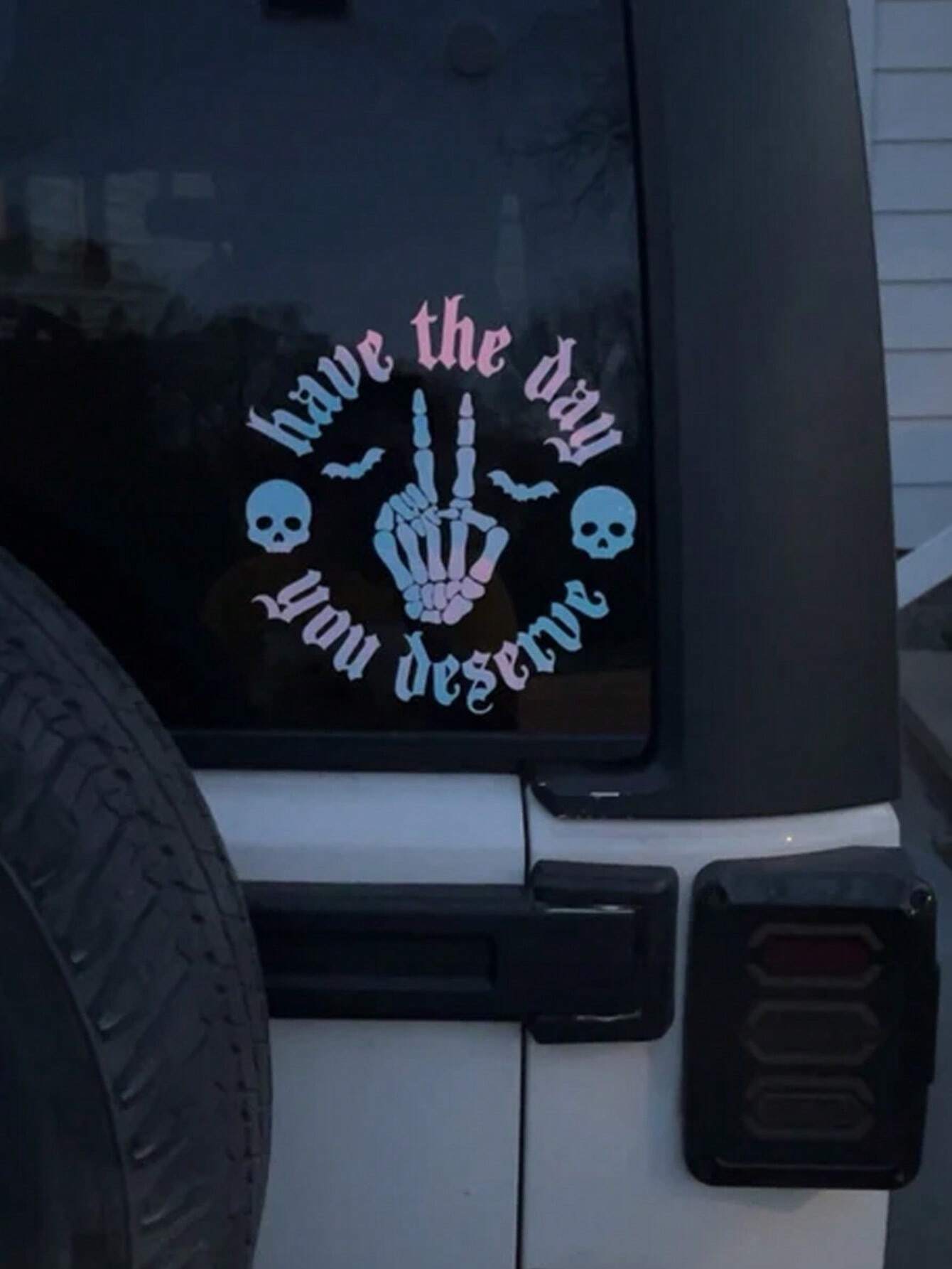1pc Skeletal Wave Decal, Car Decal, Spooky Car Decals, Wave Decal, Skeleton Hand Decal, Bats Decal, For Girl
