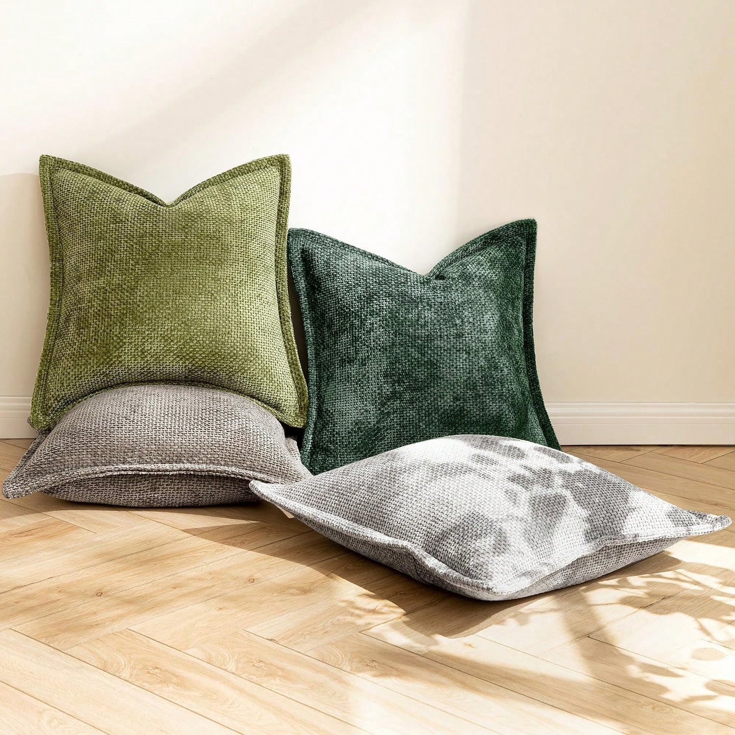 1pc Soft Chenille Cross Texture Pattern Throw Pillow Cover With Wide Trim, Farmhouse Cushion Cover For Home Decor, Sofa, Bedroom, Living Room