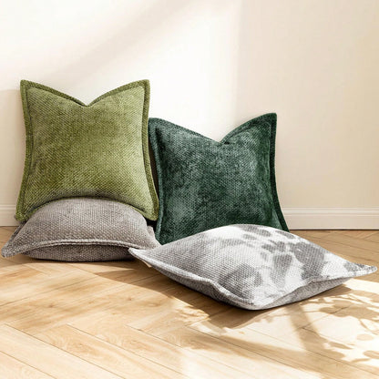 1pc Soft Chenille Cross Texture Pattern Throw Pillow Cover With Wide Trim, Farmhouse Cushion Cover For Home Decor, Sofa, Bedroom, Living Room