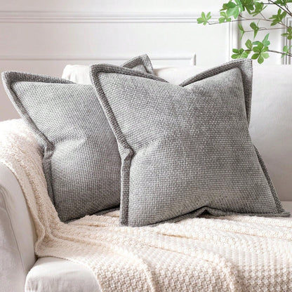 1pc Soft Chenille Cross Texture Pattern Throw Pillow Cover With Wide Trim, Farmhouse Cushion Cover For Home Decor, Sofa, Bedroom, Living Room