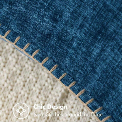 1pc Soft & Comfortable Skin-Friendly Double-Sided Chenille Pillow Cover With Stitched Edges, Navy Blue (Without Filler), Suitable For Sofa And Bed, Spring/Summer