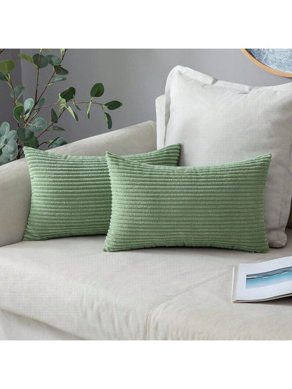 1pc Soft Corduroy Striped Decorative Throw Pillow Case Cover, Square Cushion Cover, Spring/Winter Holiday Home Decor Pillow, Cozy Striped Fabric, Modern Decor For Sofa, Bedroom, Dorm