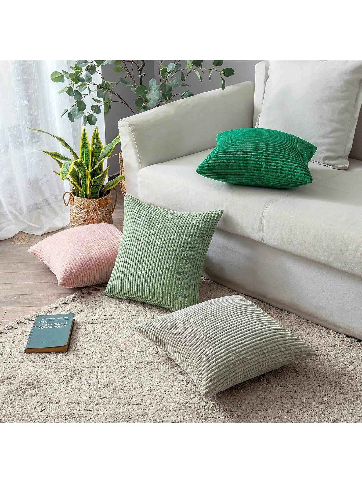 1pc Soft Corduroy Striped Decorative Throw Pillow Case Cover, Square Cushion Cover, Spring/Winter Holiday Home Decor Pillow, Cozy Striped Fabric, Modern Decor For Sofa, Bedroom, Dorm