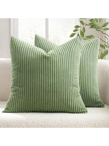 1pc Soft Corduroy Striped Decorative Throw Pillow Case Cover, Square Cushion Cover, Spring/Winter Holiday Home Decor Pillow, Cozy Striped Fabric, Modern Decor For Sofa, Bedroom, Dorm