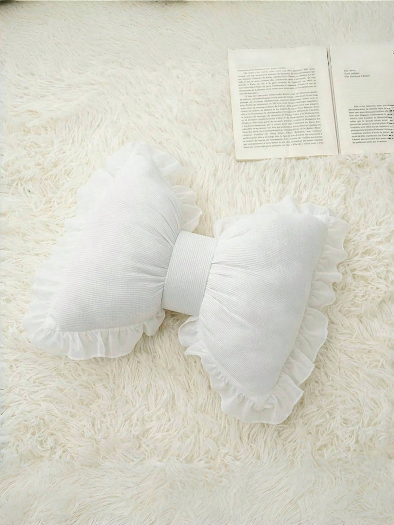 1pc Soft & Cute Bow Decorative Throw Pillow, Ruched Lace Bow Cushion For Sofa, Bed, Living Room & Bedroom, Ideal Mother's Day Gift For Mom, White