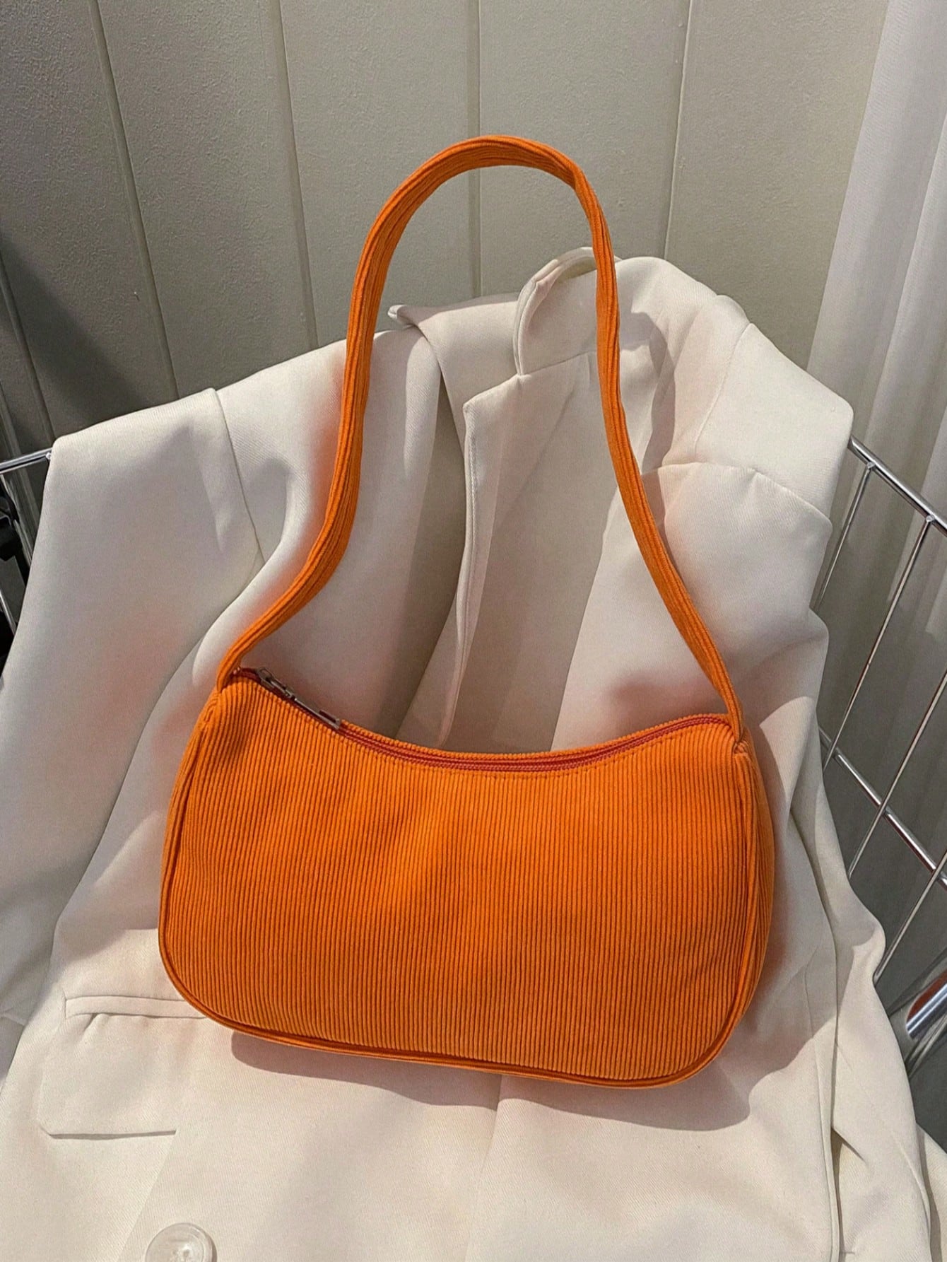 1pc Solid Color Corduroy Zipper Crossbody Bag, Perfect Accessory For Women's Autumn Outfits, Ideal For Valentine's Day